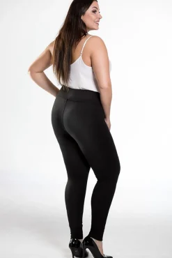 Gładkie elastyczne legginsy plus size - czarne