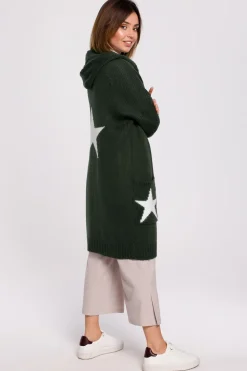 Kardigan z motywem gwiazdy - khaki