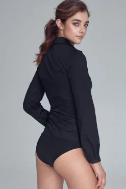 Koszula body zapinana na guziki - czarna