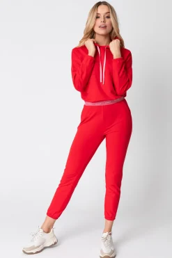 Krótka bluza z logowaną gumą - czerwona