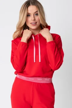 Krótka bluza z logowaną gumą - czerwona