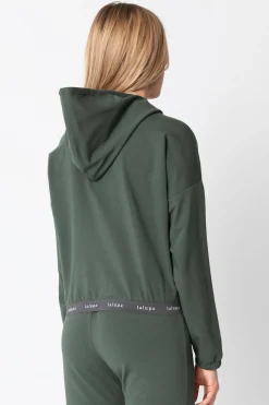 Krótka bluza z logowaną gumą - oliwkowa
