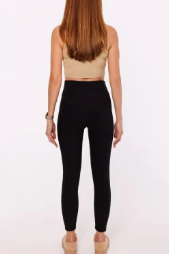 Legginsy prążkowane pushup z wysokim stanem - czarne