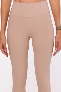 Legginsy prążkowane pushup z wysokim stanem - ciemnobeżowe