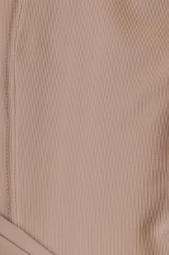 Legginsy prążkowane pushup z wysokim stanem - ciemnobeżowe