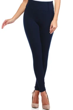 Legginsy z wysoką gumą i zameczkami - granatowe