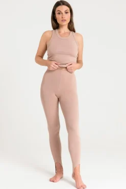 Legginsy z zapiętkiem - mocca