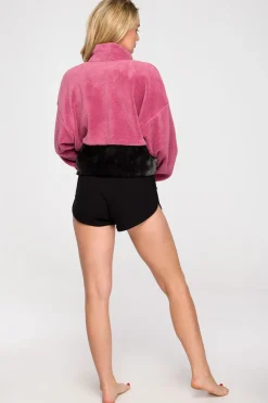 Luźna bluza pluszowa z kieszenią - model 4