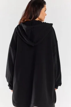 Luźna bluza z kapturem i kieszeniami - czarna