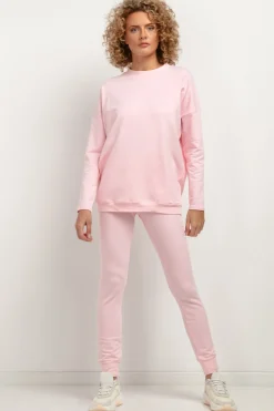 Prosta bluza damska z dzianiny - jasnoróżowa