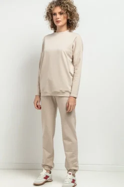 Prosta bluza dresowa - jasnobeżowa