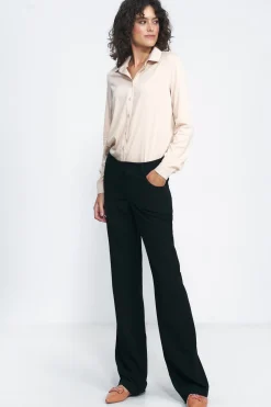 Spodnie damskie typu bootcut - czarne