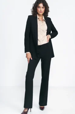 Spodnie damskie typu bootcut - czarne