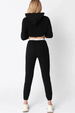 Spodnie typu joggers z logowaną gumą - czarne