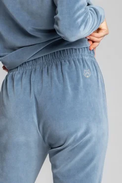 Spodnie typu jogger z weluru - niebieskie
