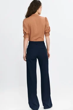 Spodnie z nogawkami typu bootcut - granatowe