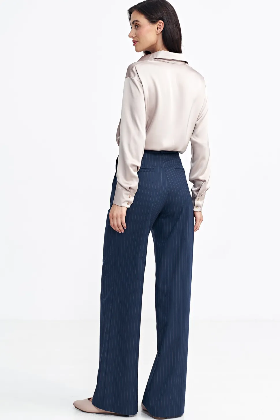 Spodnie z nogawkami typu wide leg – granatowe