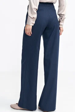 Spodnie z nogawkami typu wide leg – granatowe