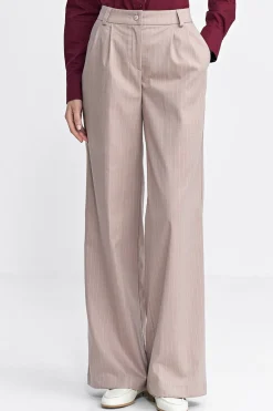 Spodnie z nogawkami typu wide leg – beżowe