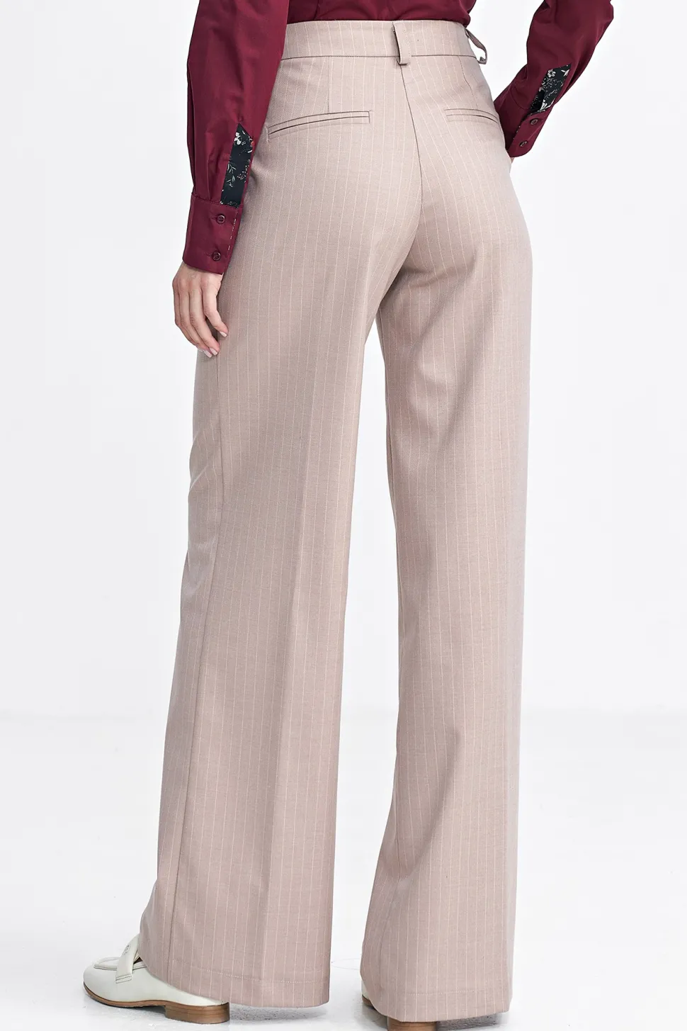 Spodnie z nogawkami typu wide leg – beżowe