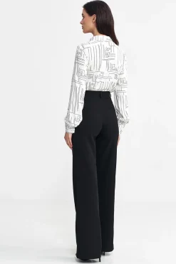 Spodnie z wysokim stanem i szerokimi nogawkami – czarne