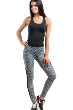 Sportowe legginsy FIT z czarną wstawką na łydce - model 4