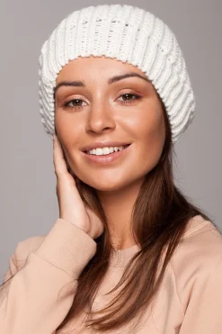 Stylowy ciepły beret - ecru