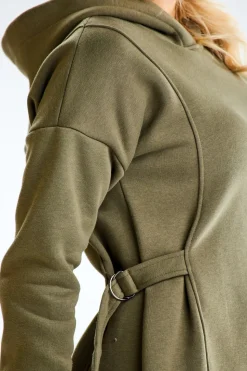 Sukienka dresowa z kapturem - khaki