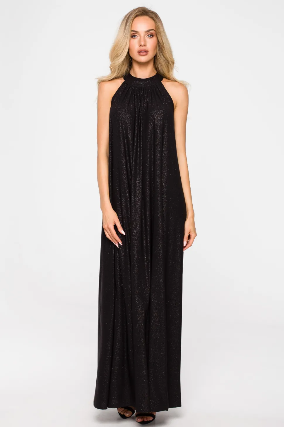 Sukienka maxi z dekoltem typu halter - czarna