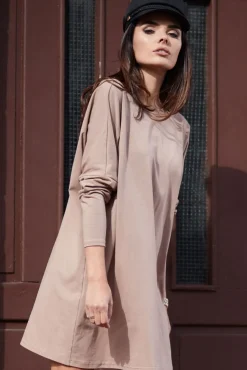 Sukienka mini oversize - beżowa