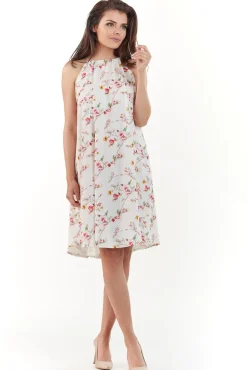 Sukienka oversize bez rękawów - ecru