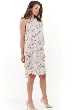Sukienka oversize bez rękawów - ecru