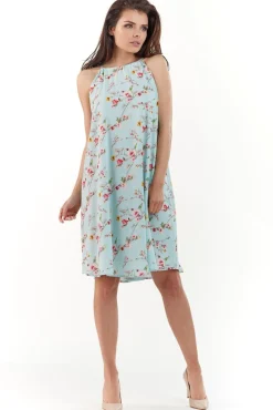 Sukienka oversize bez rękawów - niebieska