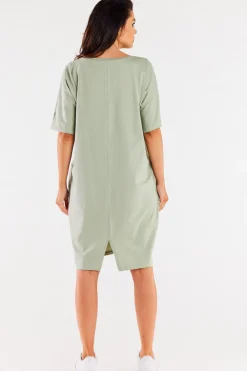 Sukienka oversize z krótkim rękawem - miętowa