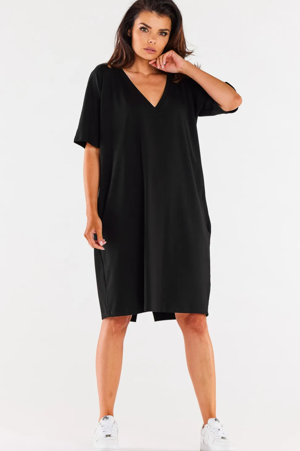 Sukienka oversize z krótkim rękawem - czarna