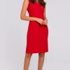 Sukienka z dekoltem w szpic - czerwona