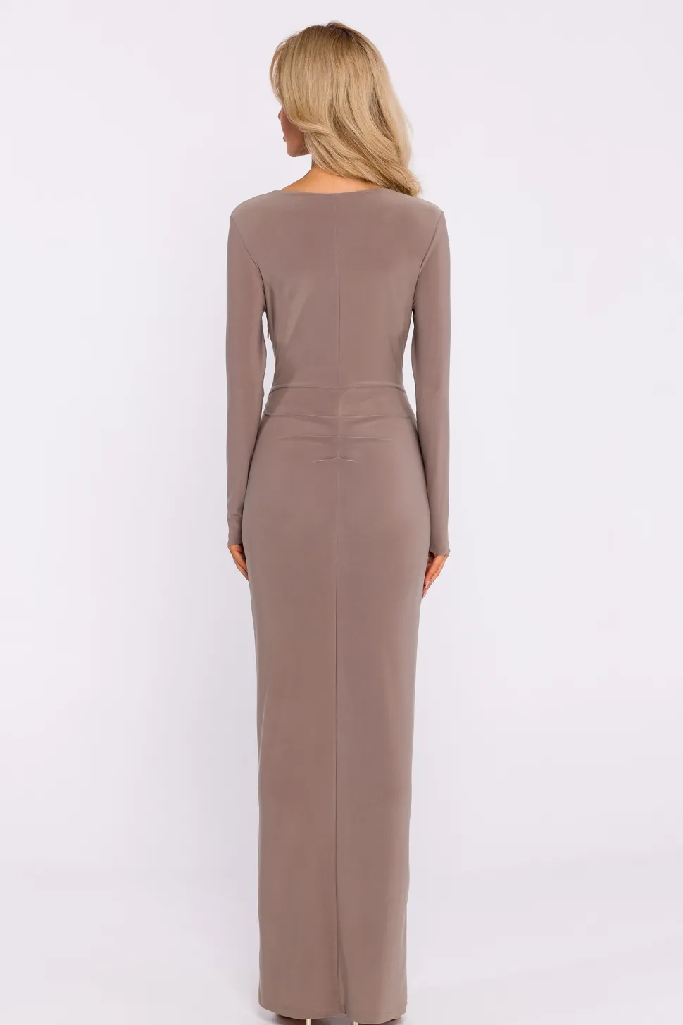 Sukienka z elastycznej dzianiny z przeplotem - beżowa