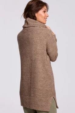Sweter oversize z golfem - cappuccino
