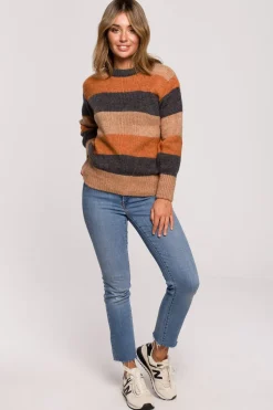 Sweter w pasy wielokolorowe - model 4