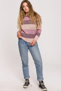 Sweter w pasy wielokolorowe - model 3