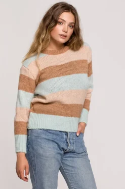 Sweter w pasy wielokolorowe - model 2