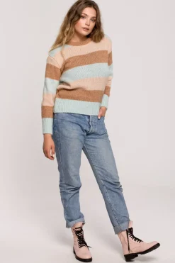 Sweter w pasy wielokolorowe - model 2