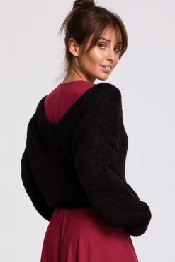 Sweter z dekoltem V - czarny
