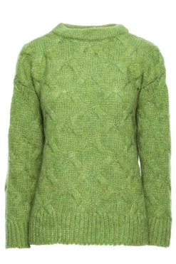 Sweter ze splotem typu warkocz - zielony