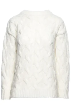 Sweter ze splotem typu warkocz - ecru