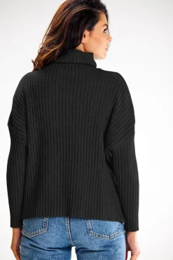 Sweter z golfem - czarny