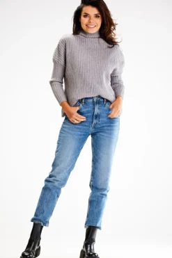 Sweter z golfem - szary