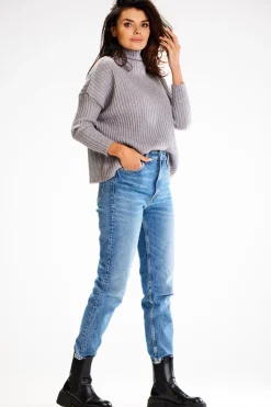 Sweter z golfem - szary