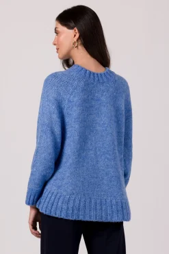 Sweter z nietoperzowymi rękawami - lazurowy