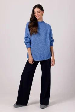 Sweter z nietoperzowymi rękawami - lazurowy